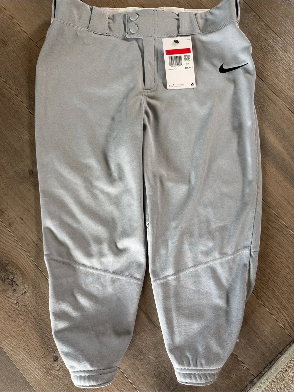 Nike Kids Gray softball Pants with Black Swoosh